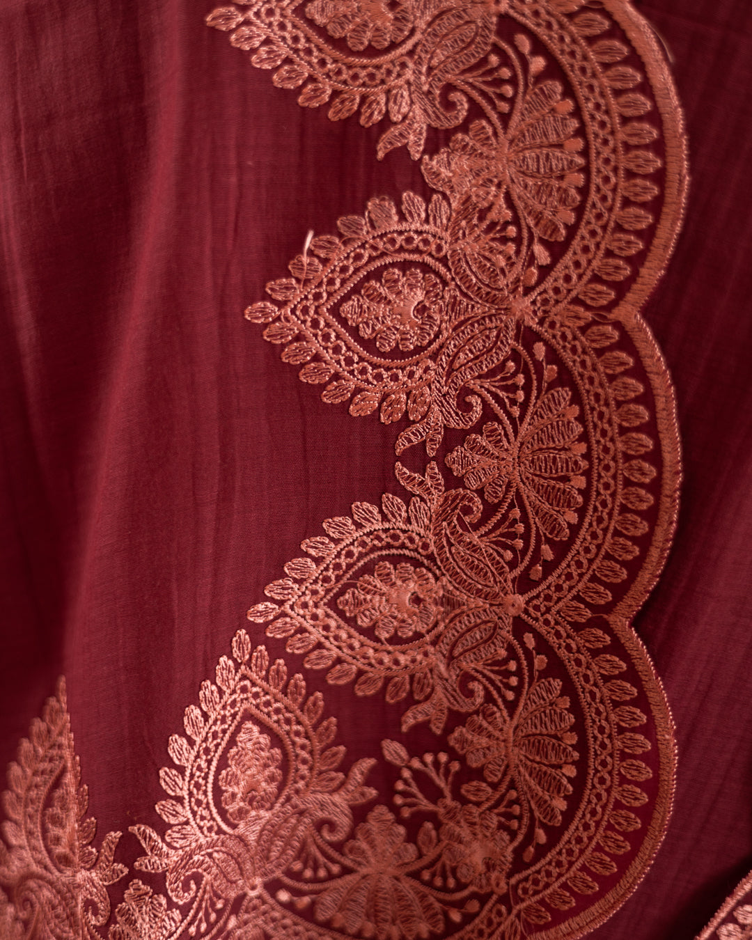 Wine Mul Cotton Suit