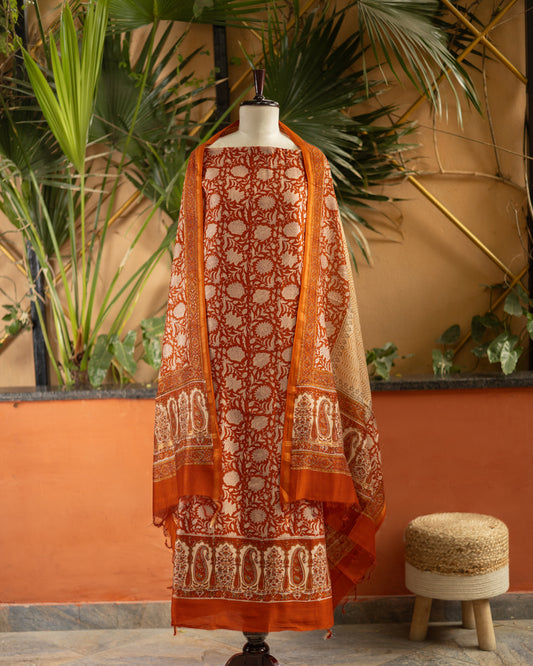 Maheshwari Block Print (Orange)
