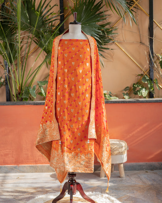 Bandhej Silk Suit