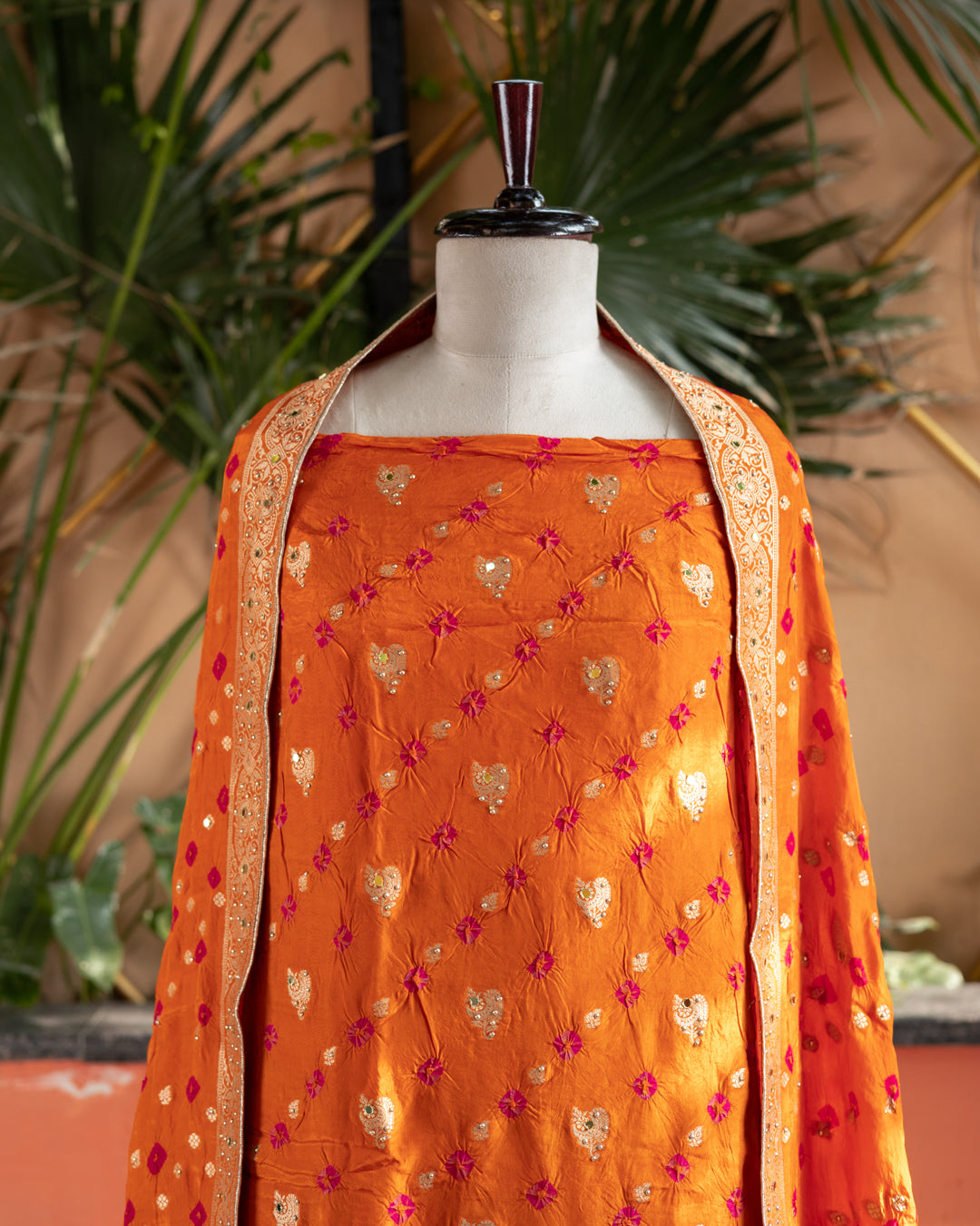 Bandhej Silk Suit