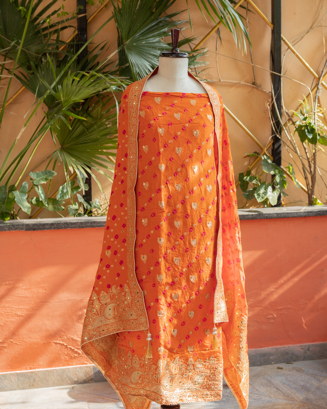 Bandhej Silk Suit