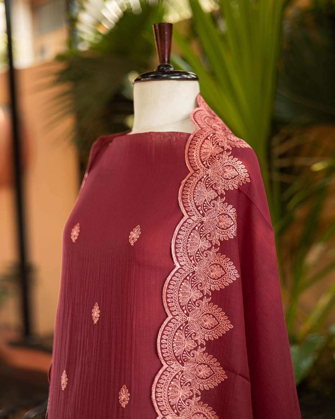Wine Mul Cotton Suit