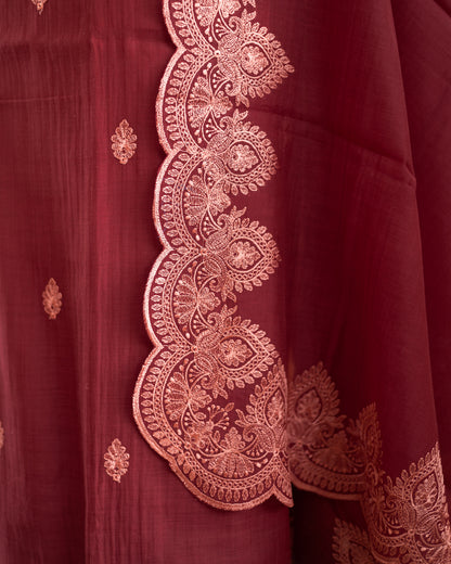 Wine Mul Cotton Suit