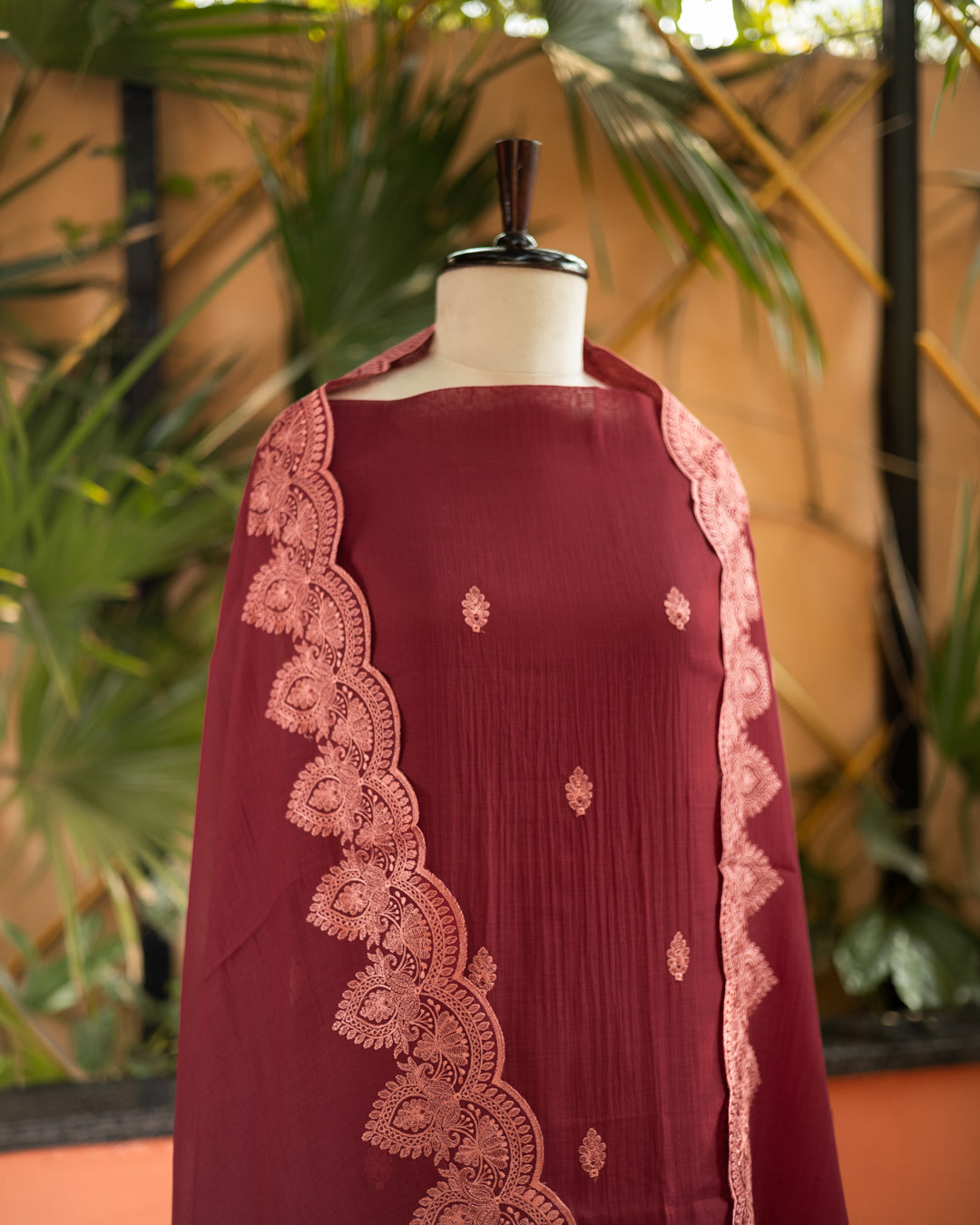 Wine Mul Cotton Suit