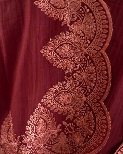 Wine Mul Cotton Suit