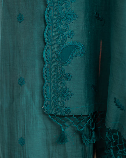 Teal Blue Maheshwari Silk Suit