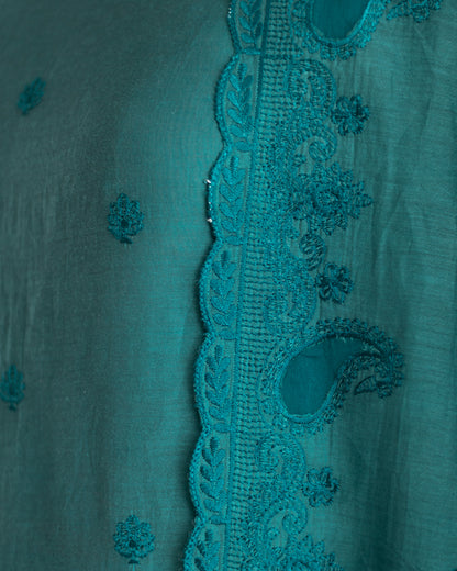 Teal Blue Maheshwari Silk Suit