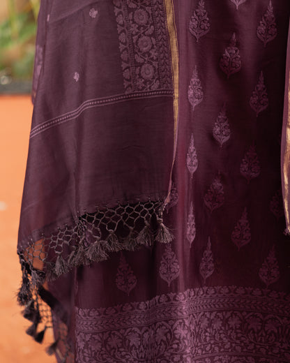 Maheshwari Chikankari Suit (Purple)