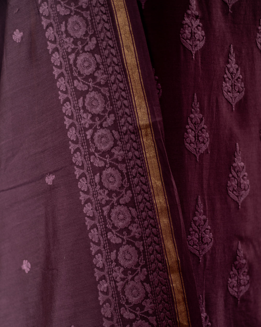 Maheshwari Chikankari Suit (Purple)