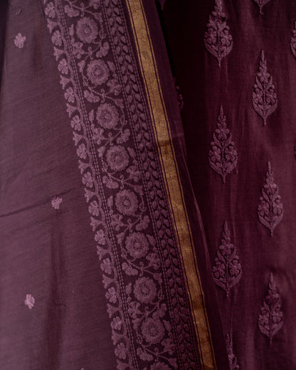 Maheshwari Chikankari Suit (Purple)