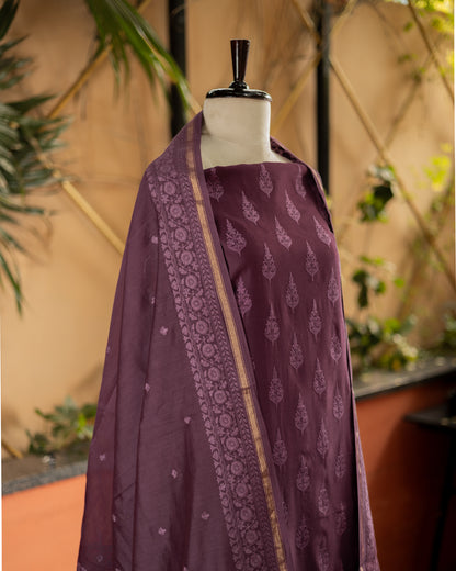 Maheshwari Chikankari Suit (Purple)