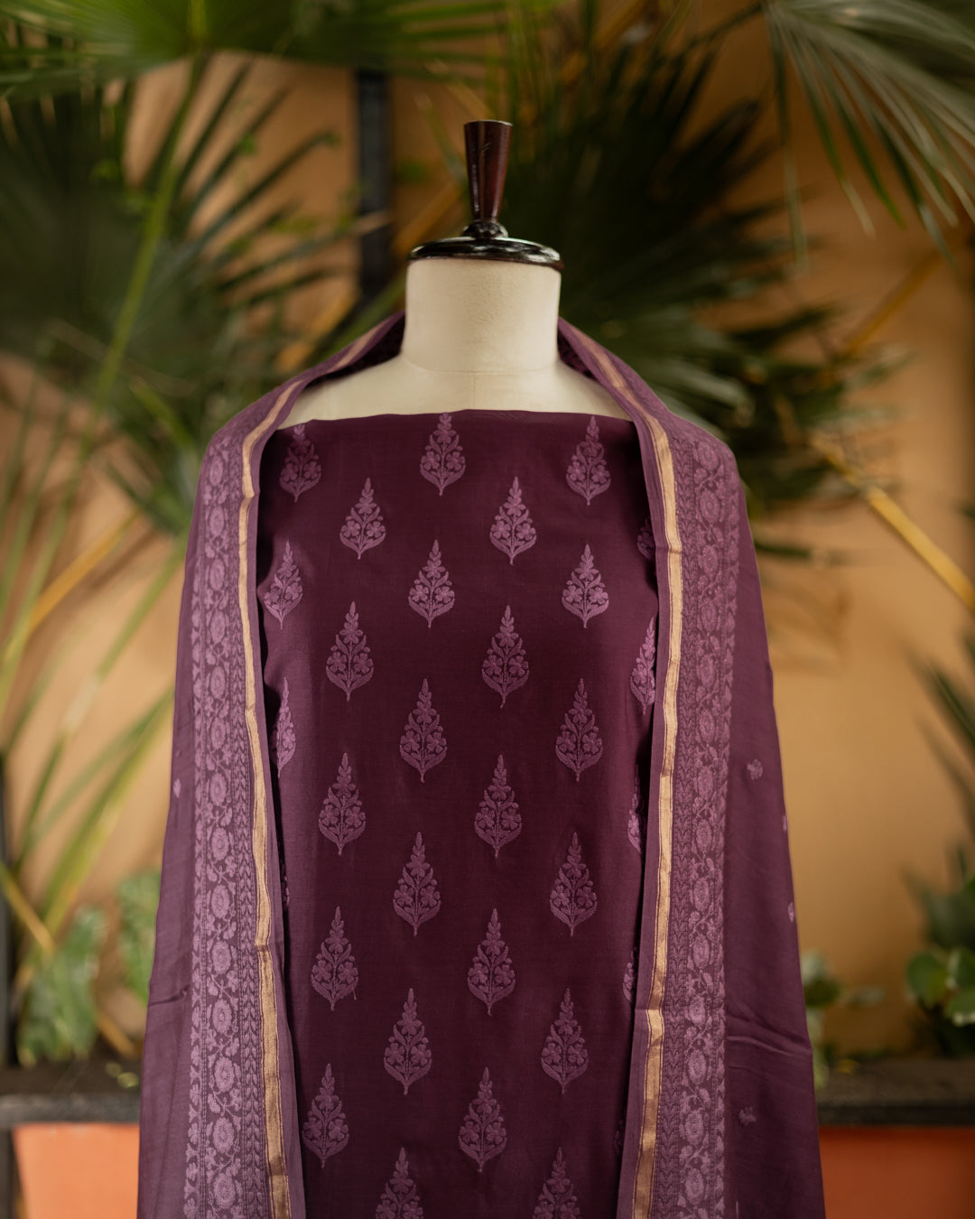 Maheshwari Chikankari Suit (Purple)
