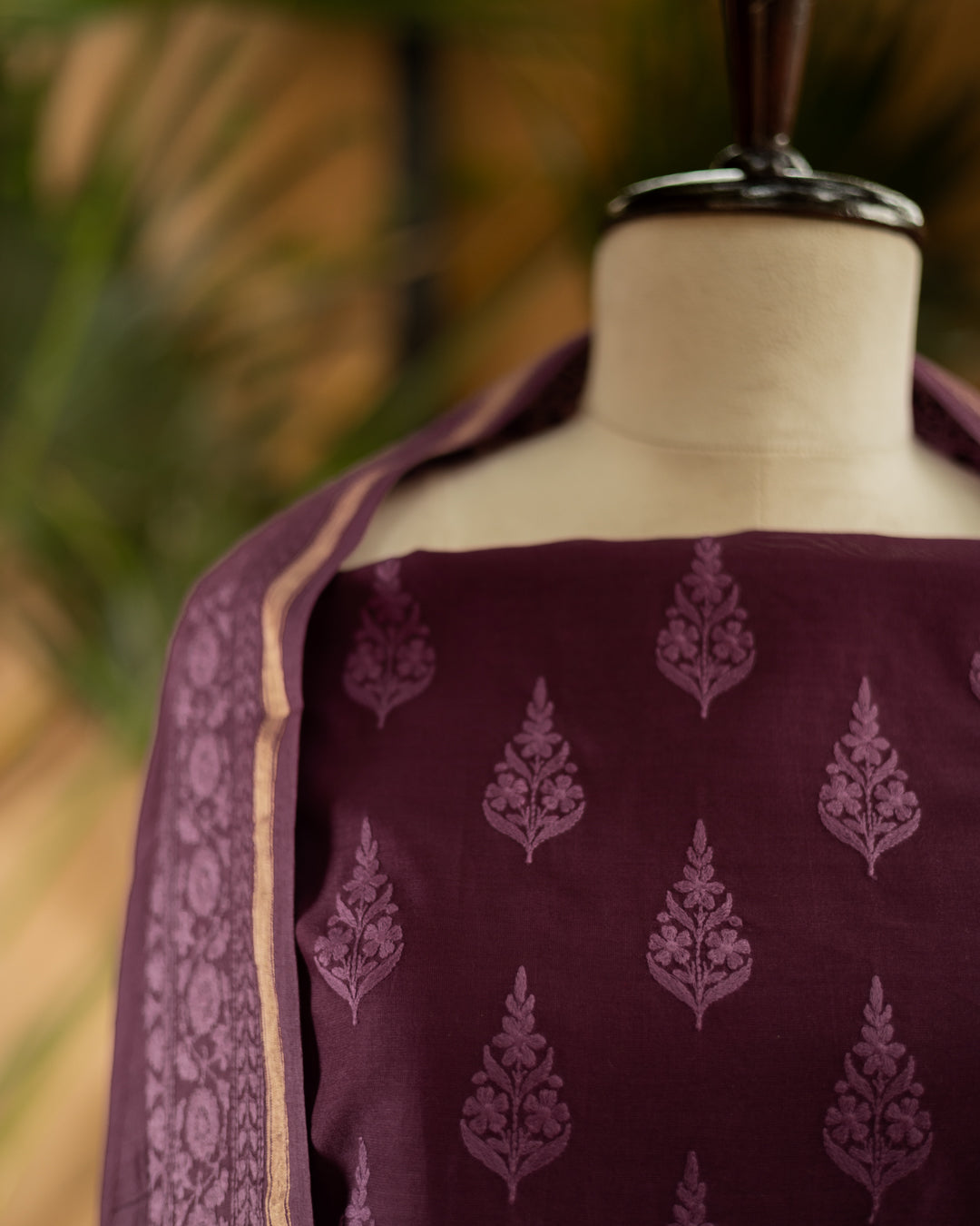 Maheshwari Chikankari Suit (Purple)