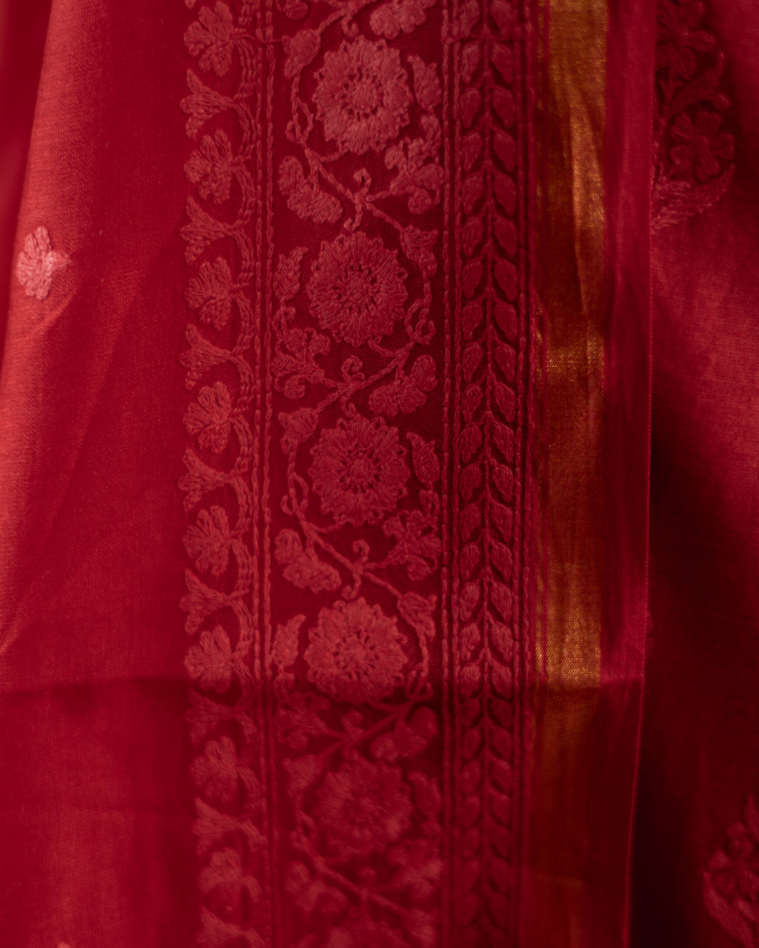 Maheshwari Chikankari Suit (Red)