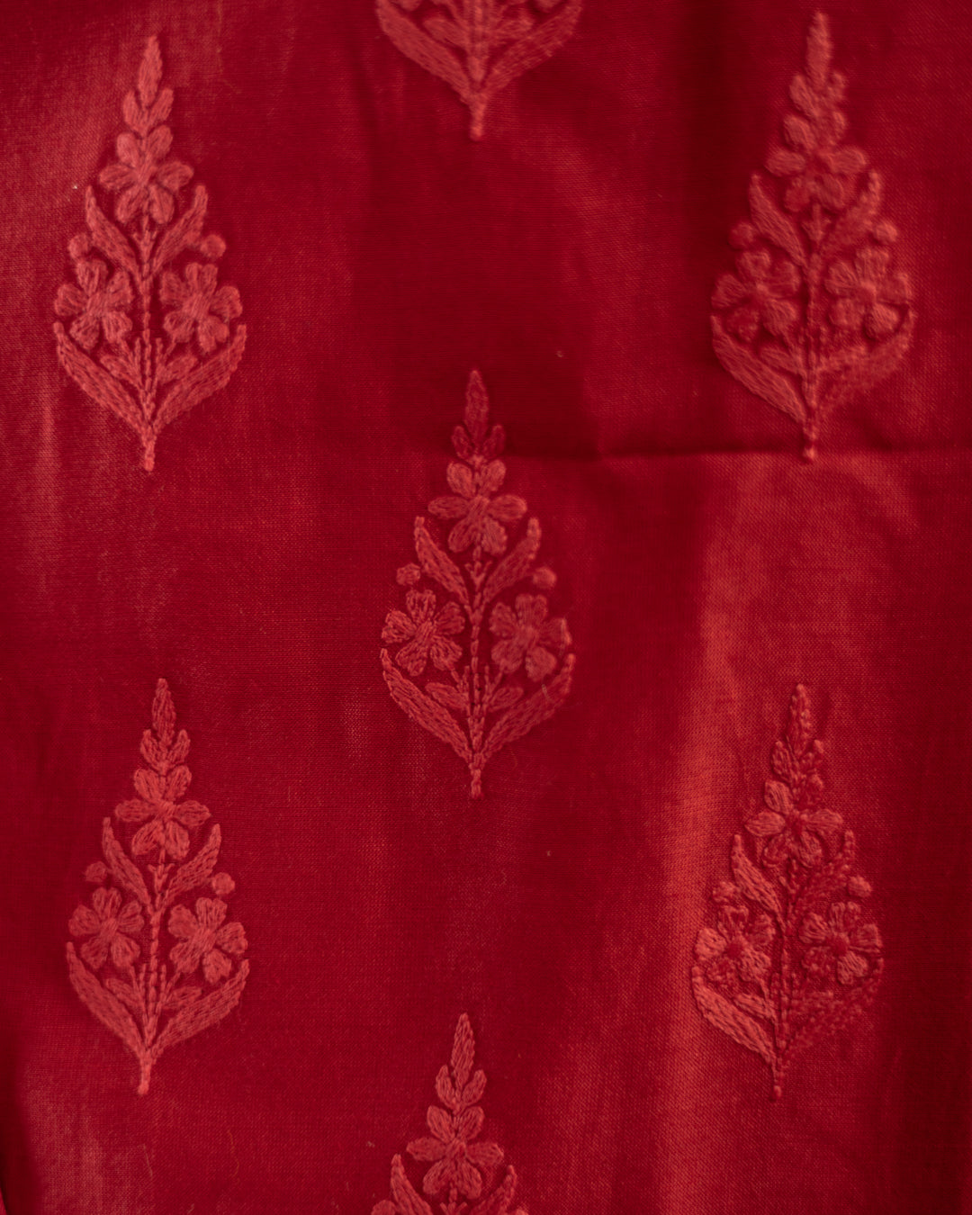 Maheshwari Chikankari Suit (Red)