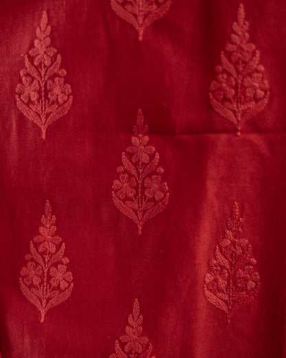Maheshwari Chikankari Suit (Red)