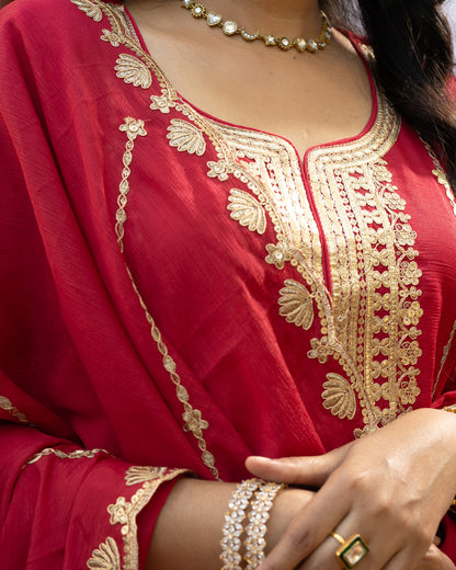Chinon Silk Sharara Suit Set