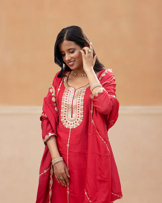 Chinon Silk Sharara Suit Set