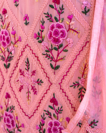 Peach Chikankari Suit