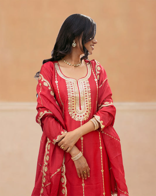Chinon Silk Sharara Suit Set