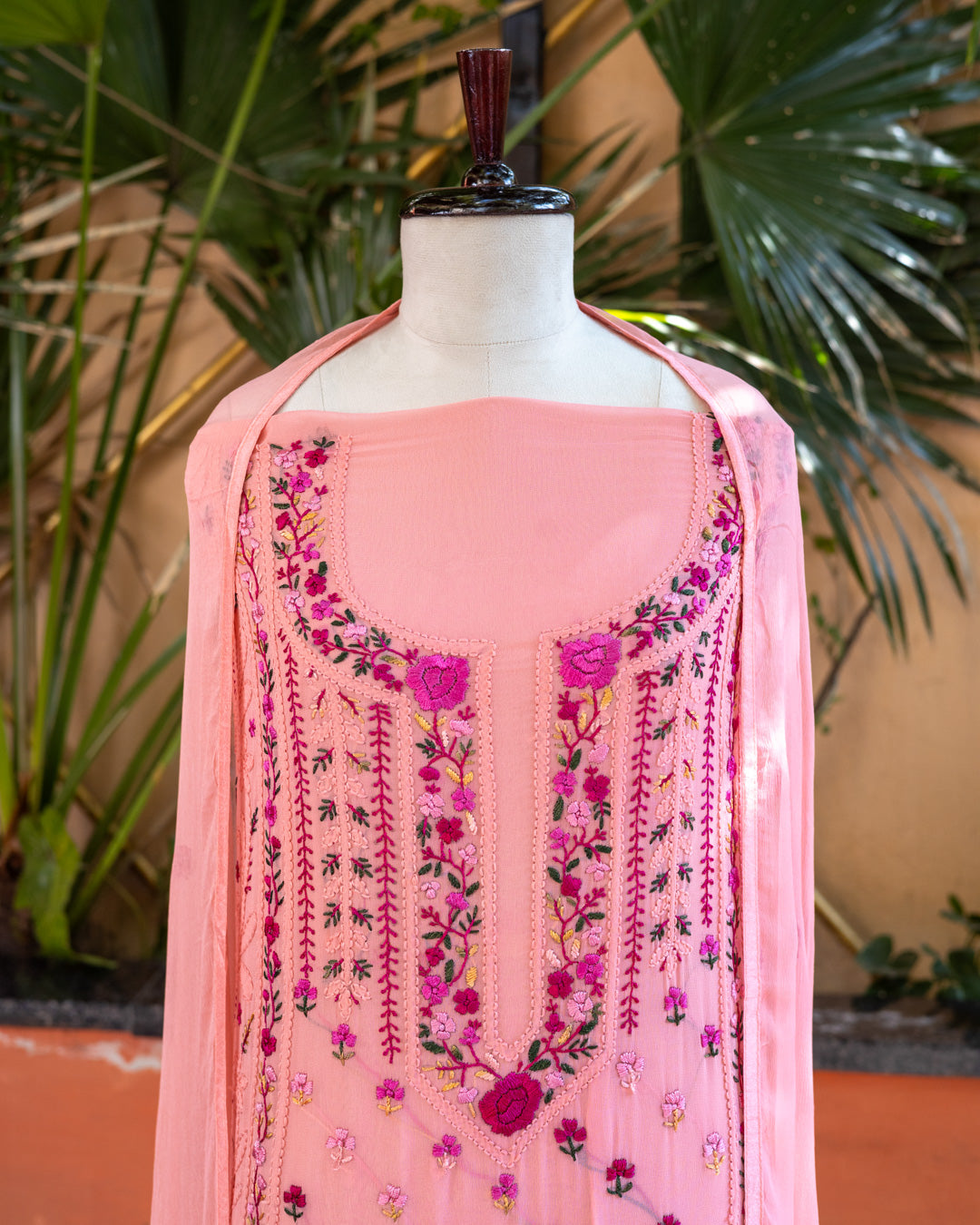Peach Chikankari Suit
