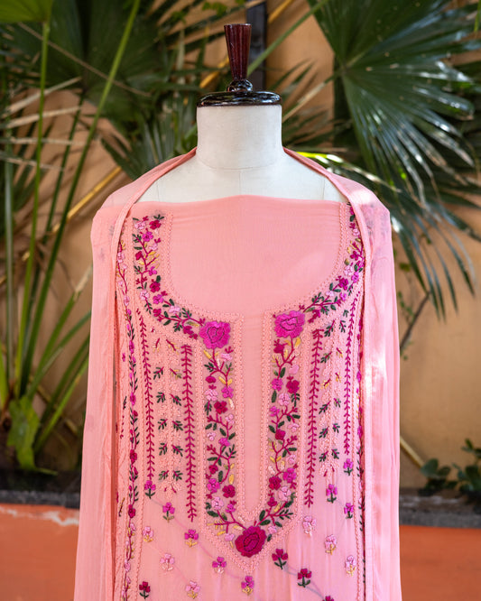Peach Chikankari Suit
