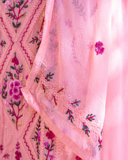 Peach Chikankari Suit
