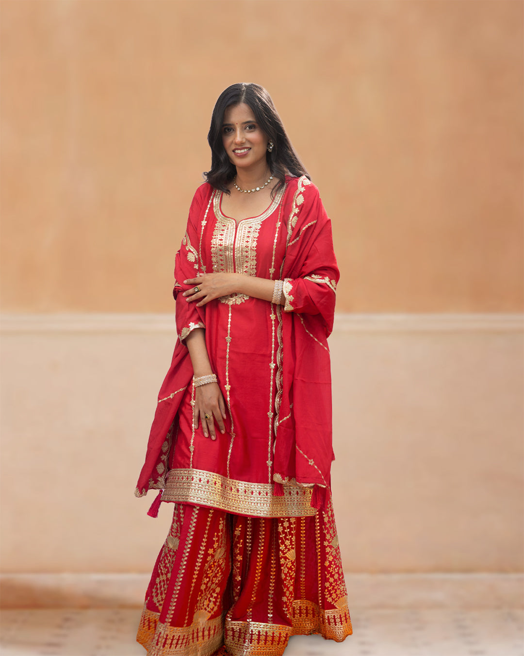 Chinon Silk Sharara Suit Set