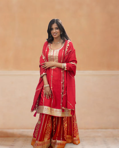 Chinon Silk Sharara Suit Set