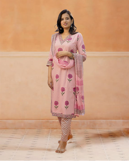 Blush Pink Cotton Suit