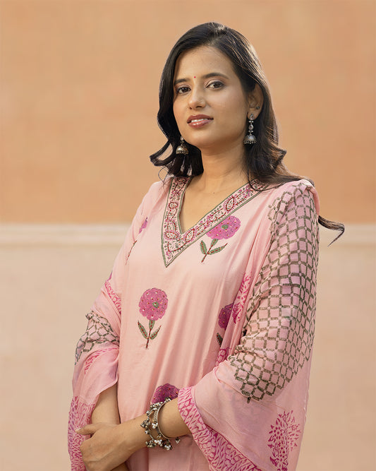 Blush Pink Cotton Suit