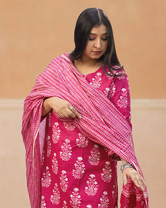 Rani Pink Handblock Suit