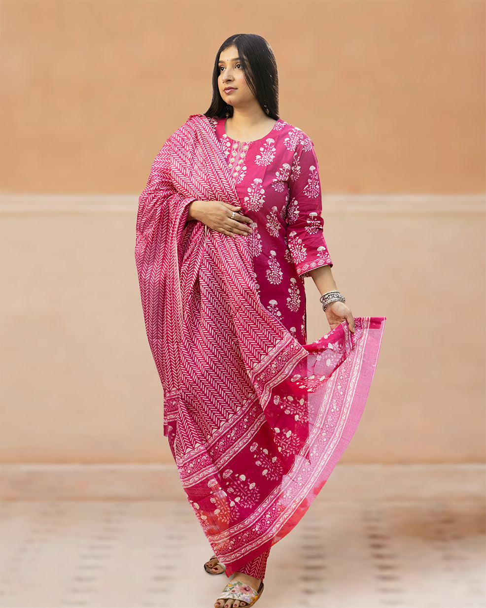 Rani Pink Handblock Suit