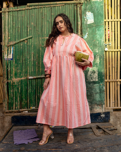 Blush pink striped dress