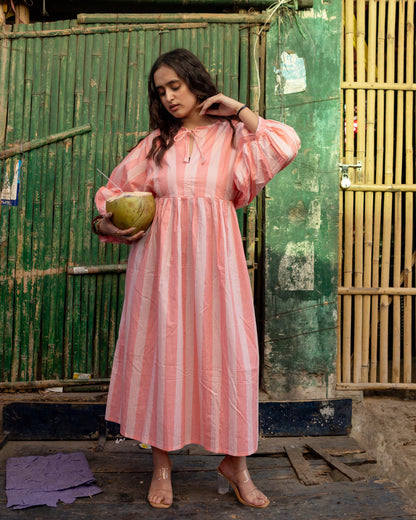 Blush pink striped dress