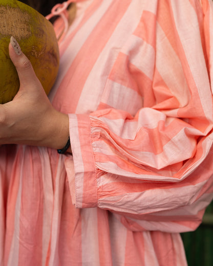Blush pink striped dress